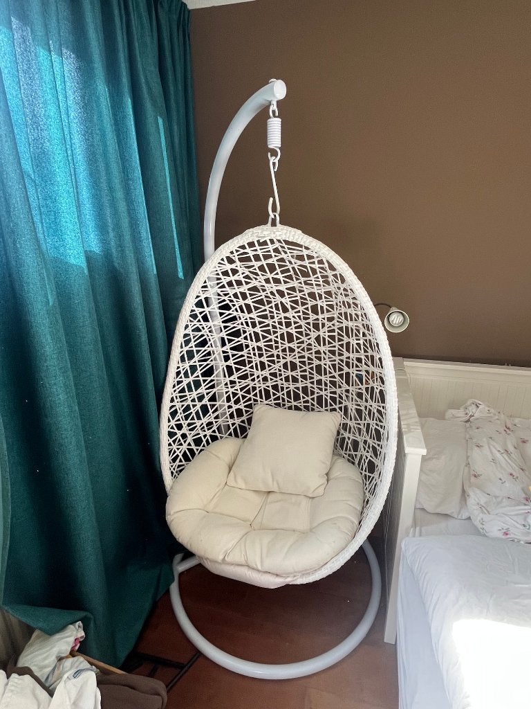 Witte hangstoel met kussens, Ophalen, Gebruikt, Hangstoel, Wit