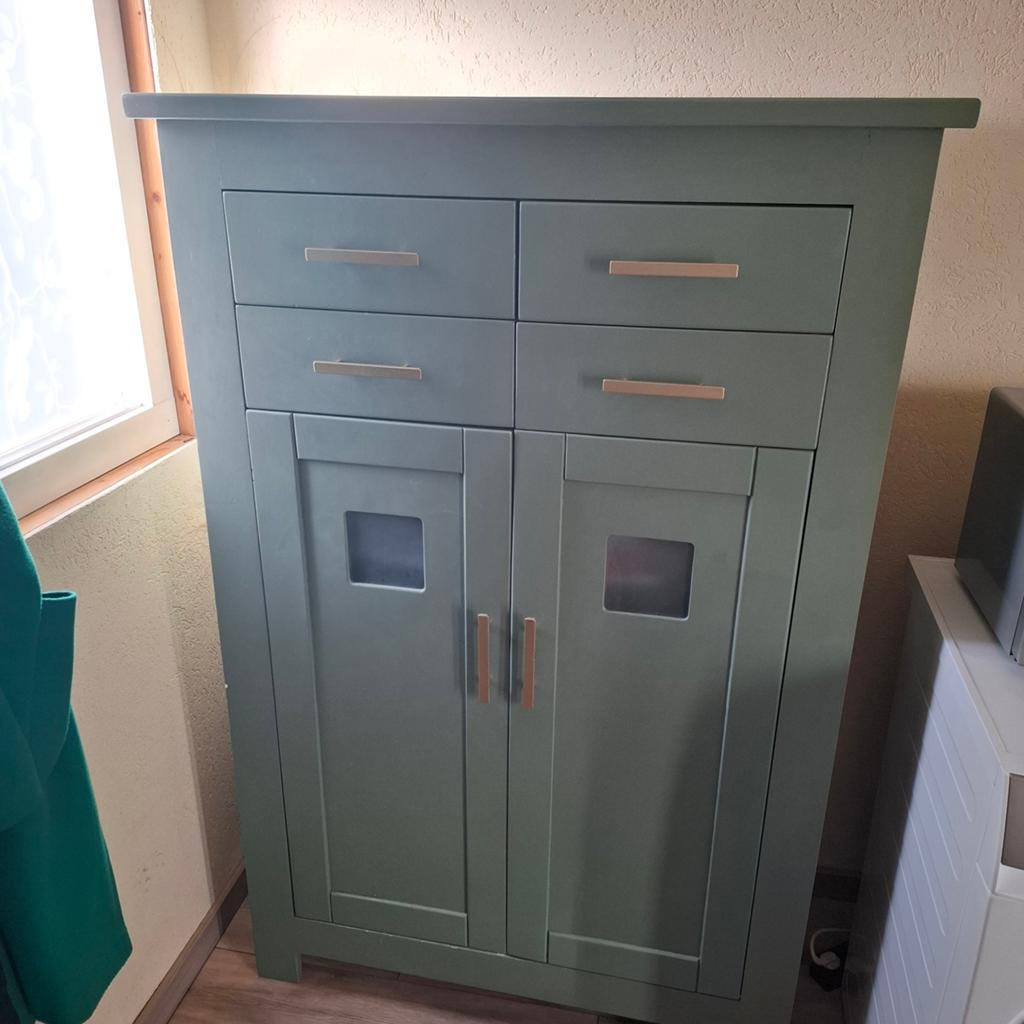 Groene kast met lades en deuren, Ophalen, Gebruikt, 100 tot 150 cm, 100 tot 150 cm