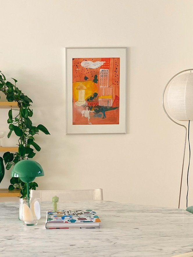 Abstract schilderij poster rvs chrome lijst kunst abstract, Ophalen of Verzenden