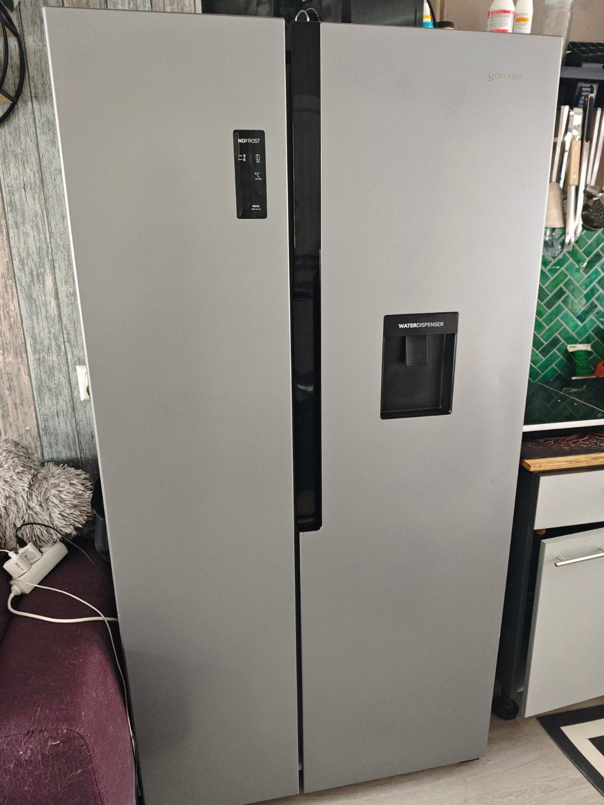Grote Gorenje Amerikaanse koelkast met waterdispenser, Ophalen, Gebruikt, 200 liter of meer, 60 cm of meer