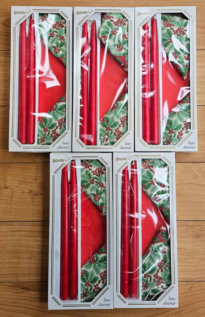 5x Gouda Luxe Dinerset: Kaarsen, Tafelkleed, Servetten, Overige materialen, Nieuw, Ophalen of Verzenden, Kaars