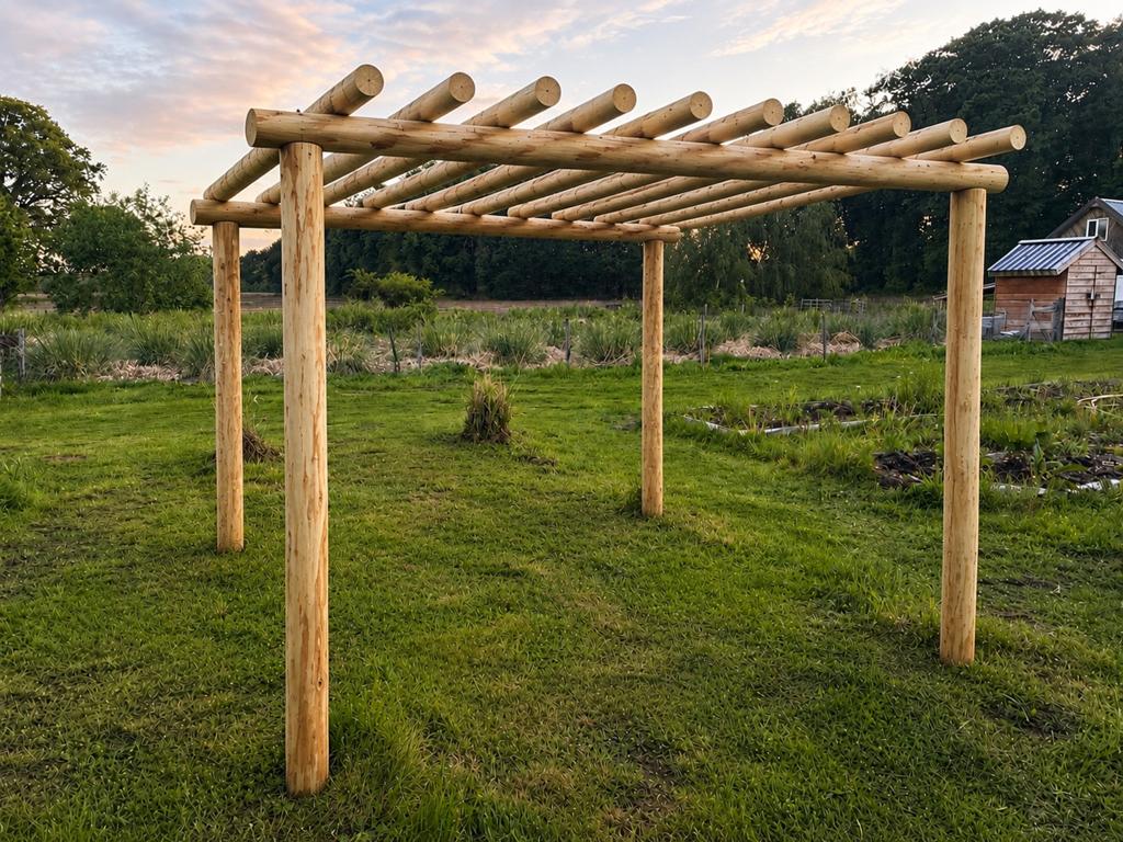 Pergola van ronde balken | kastanje of douglas/lariks hout, Ophalen, Nieuw, Overige typen