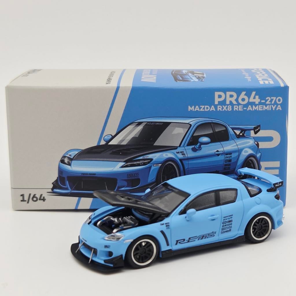 Pop Race Mazda RX-8 RE-AMEMIYA 1:64 Lichtblauw Nieuw, Auto, Onbekend, Nieuw, Ophalen of Verzenden