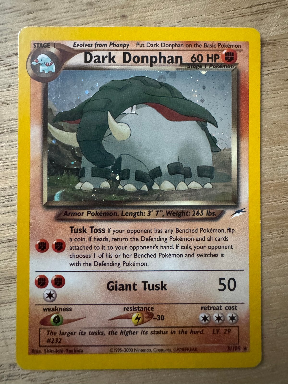 Dark Donphan Pokémon Kaart - Neo Destiny 3/105, Ophalen of Verzenden, Losse kaart