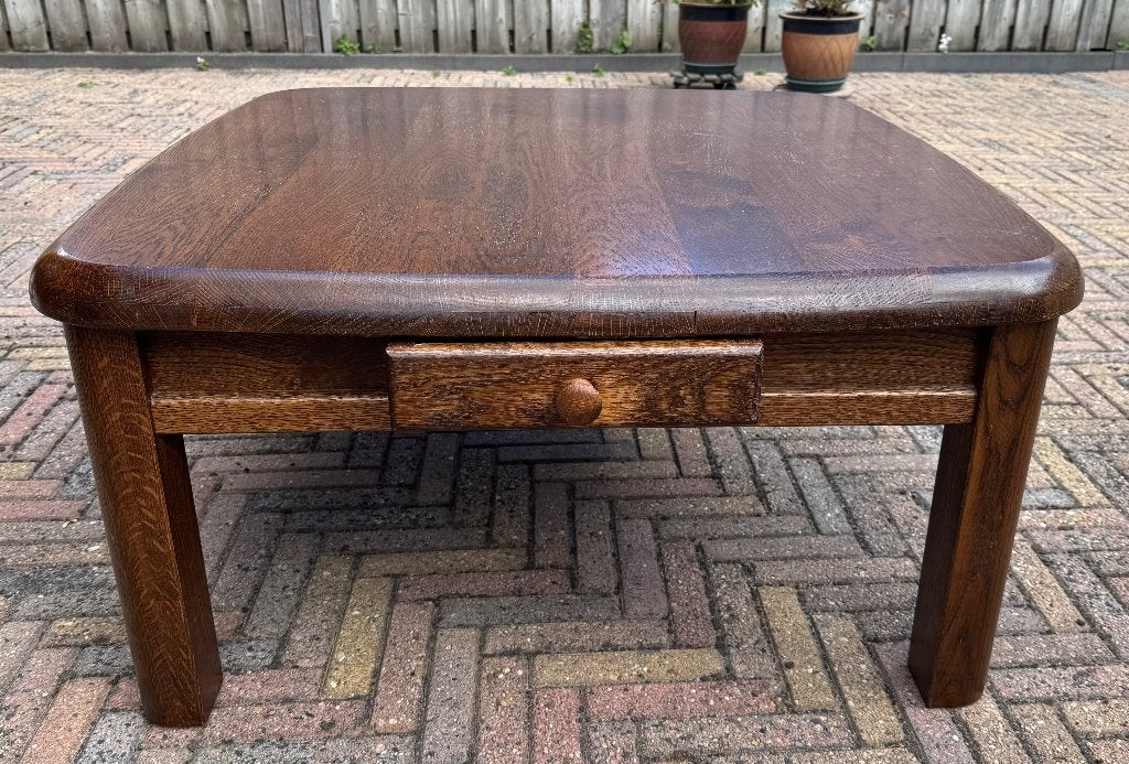 Te koop: donker eiken salon tafel, Ophalen, Gebruikt, 50 tot 100 cm, Neutraal