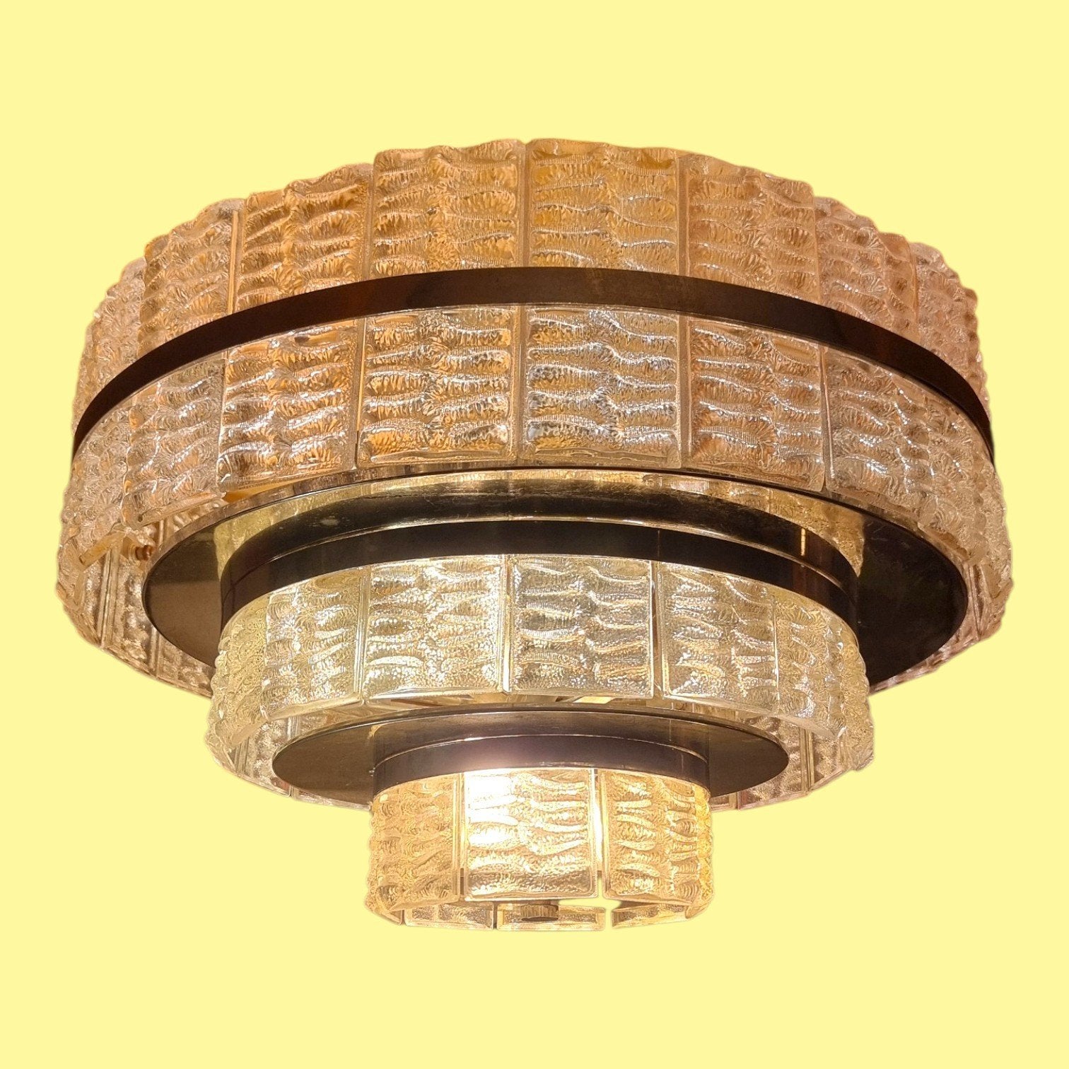 vinrage xl kroonluchter ijsglas mid century, Ophalen of Verzenden, ,, ,, ,