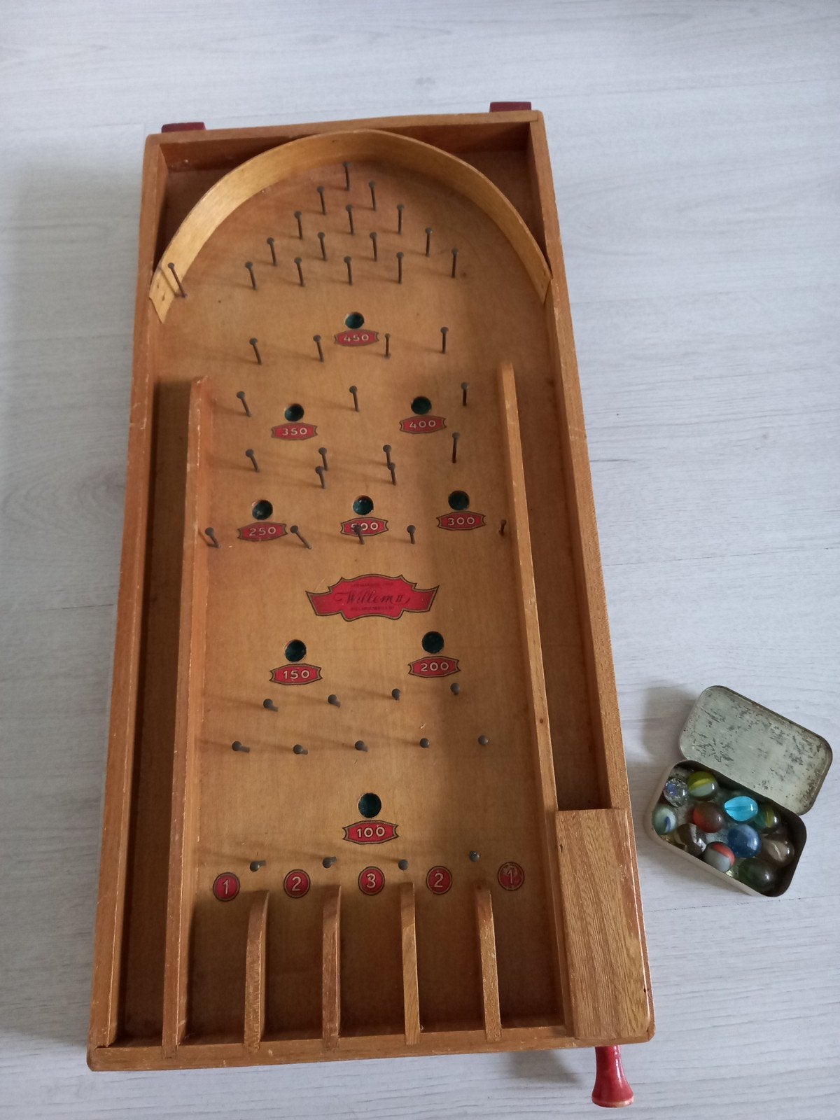 houten knikkerbak flipperkast Willem II vintage jaren 50, Ophalen of Verzenden, Gebruikt