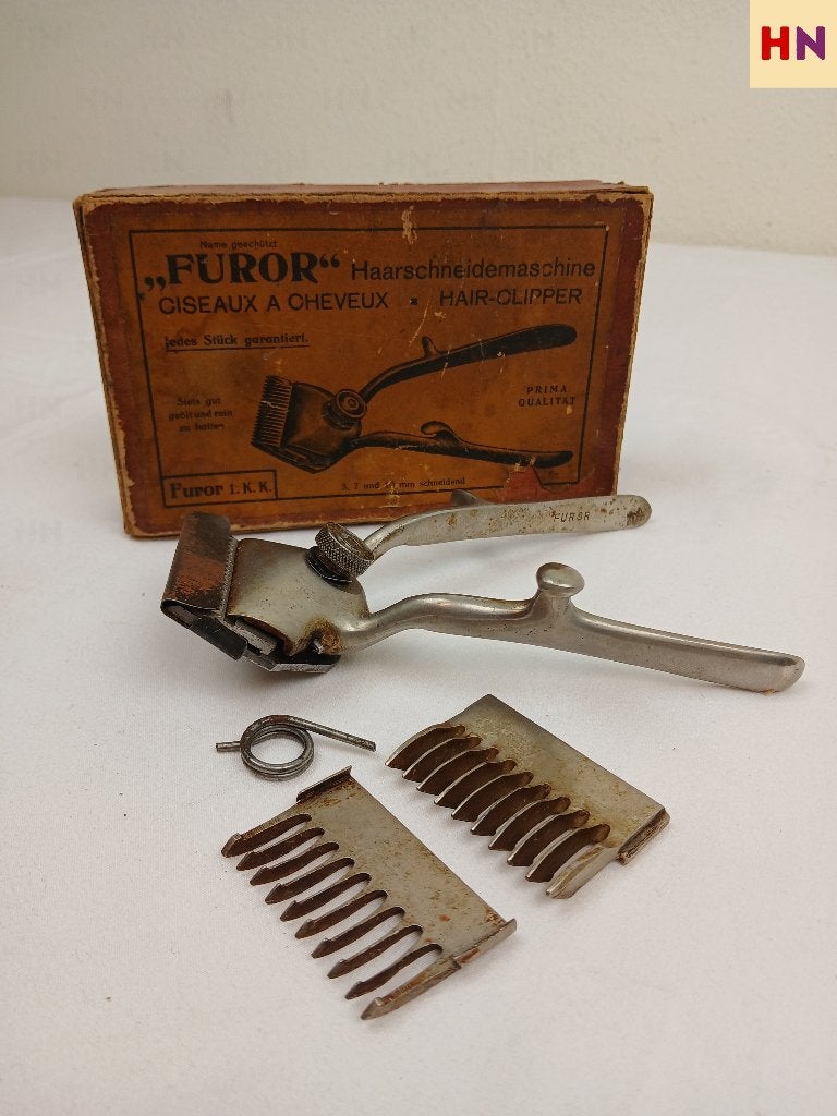 Antieke handtondeuse "FUROR" in originele doos, Antiek en Kunst, Antiek | Gereedschap en Instrumenten, Ophalen of Verzenden