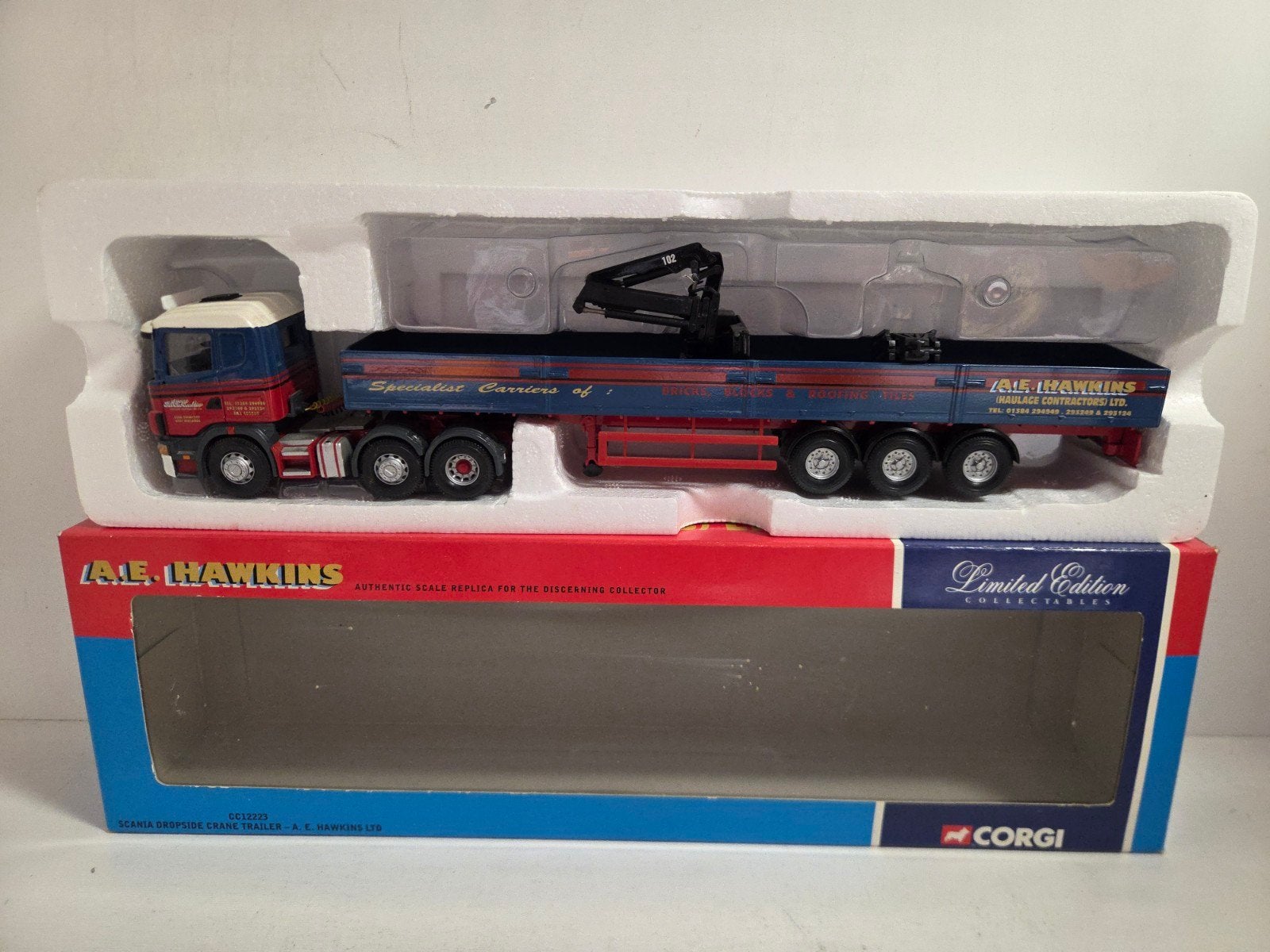 Corgi Scania stenenoplegger A.E. Hawkins Ltd, Corgi, ., Ophalen of Verzenden, Zo goed als nieuw