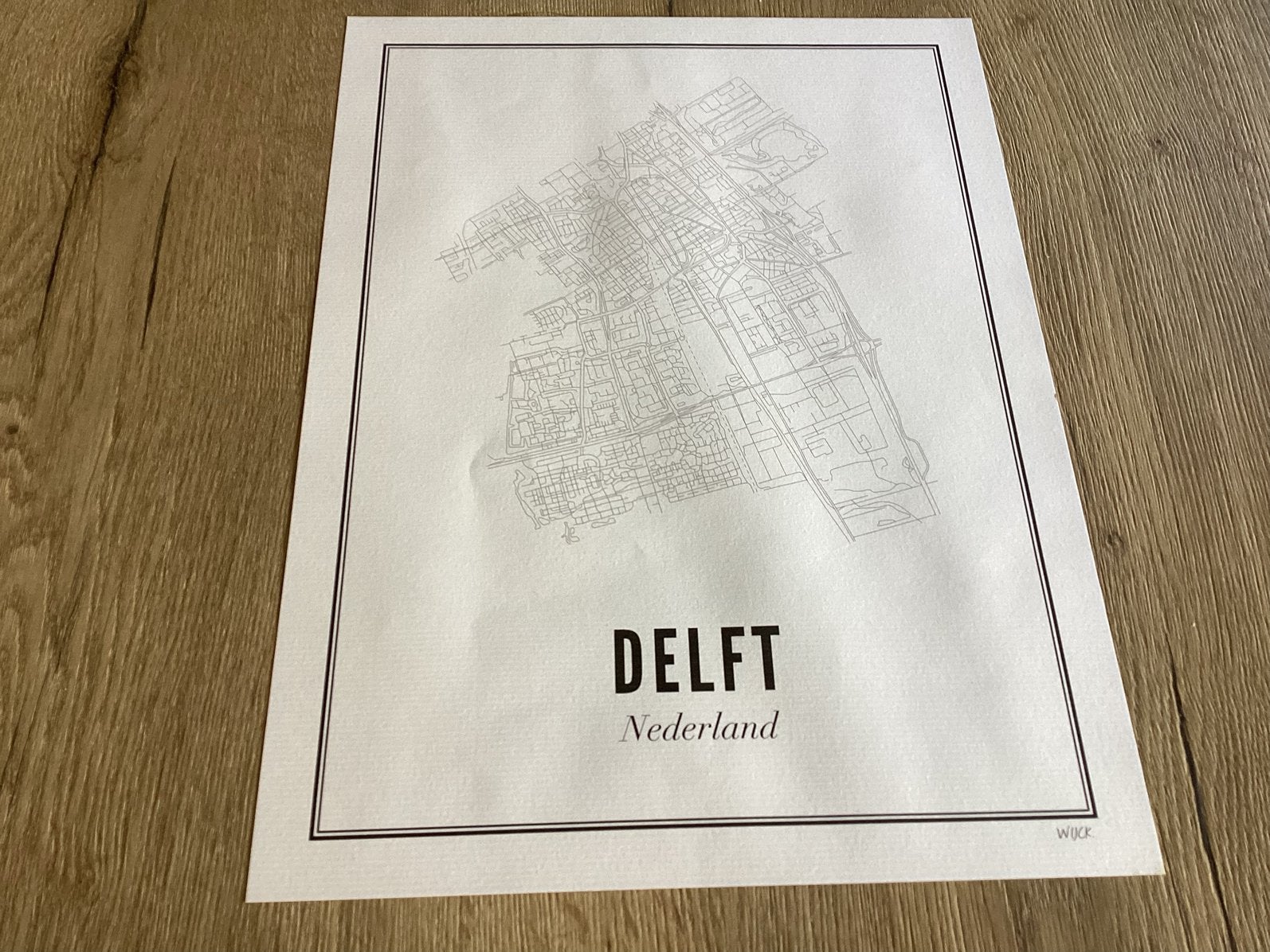 Plattegrond van Delft. Van Wijck. 28-40 cm, Ophalen, Gebruikt, Schilderij