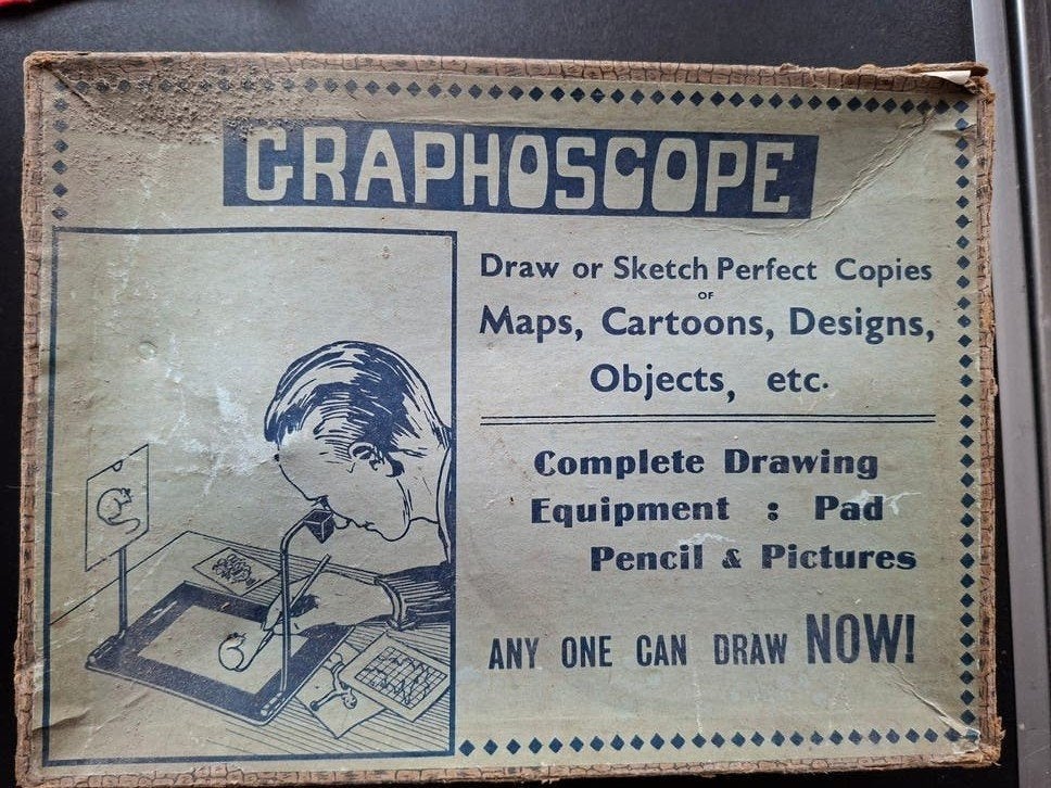 Vintage Graphoscope Tekenset - Compleet met Voorbeelden, Ophalen of Verzenden, Gebruikt, Overige typen