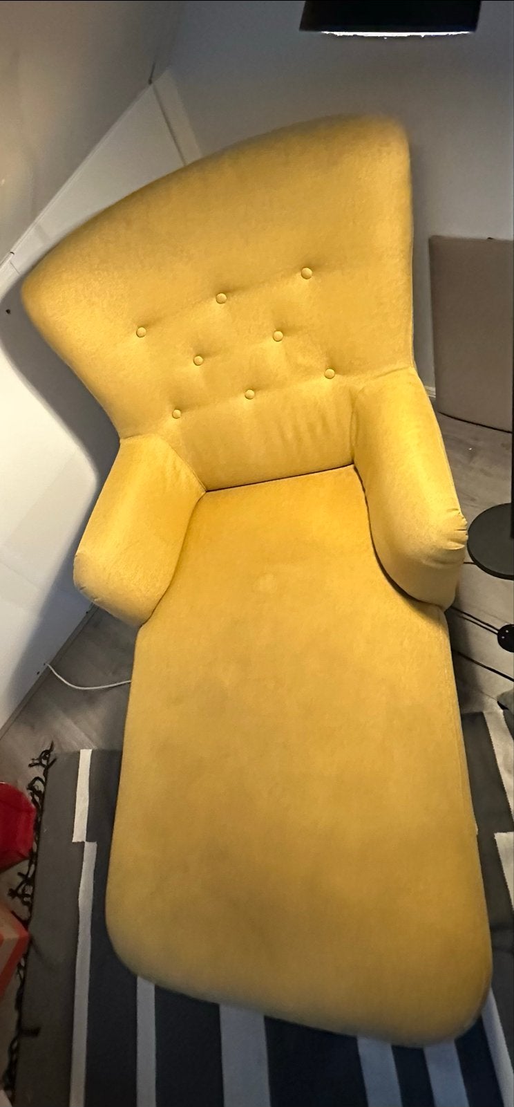 Okergele fauteuil met loungegedeelte, Ophalen of Verzenden, Zo goed als nieuw, 75 tot 100 cm, Stof