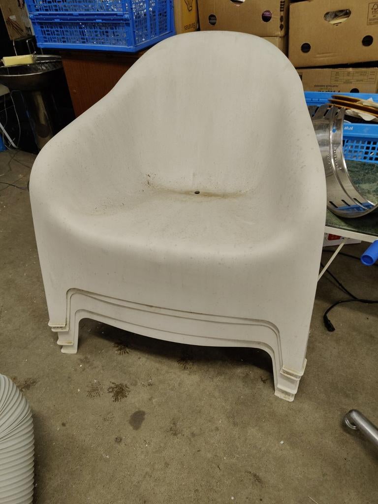 IKEA SKARPO Buitenstoel - Wit, Stapelbaar(4), Ophalen, Kunststof, Gebruikt, Wit