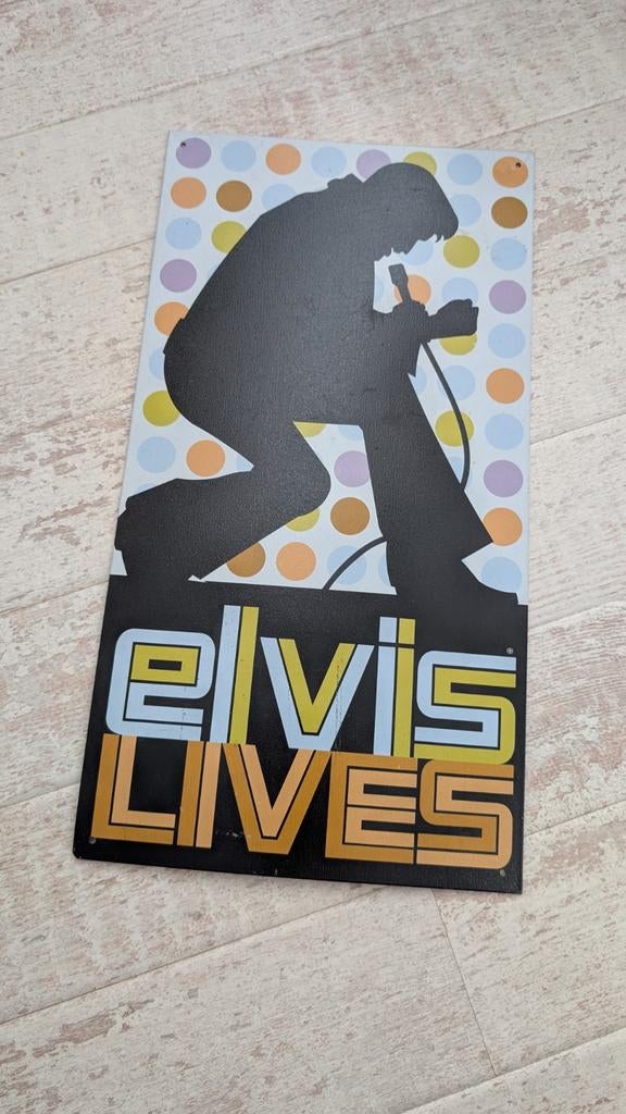 Elvis Lives Metalen Plaat - Retro Decoratie, Verzamelen, Ophalen of Verzenden, Gebruikt, Poster, Artwork of Schilderij