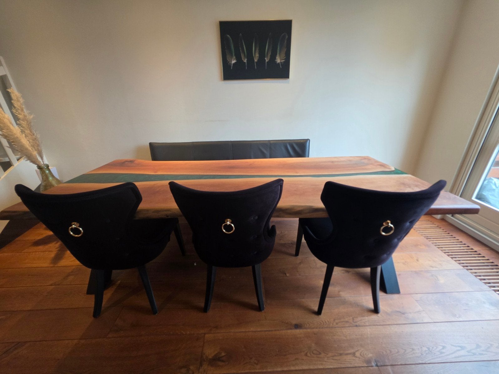 boomstamtafel met 4 stoelen en eettafel bank, Ophalen, Gebruikt, 4 tot 6 stoelen