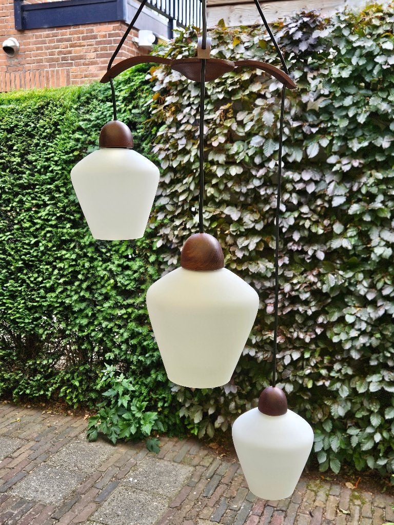 vintage midcentury 3-lamps cascadelamp, Ophalen