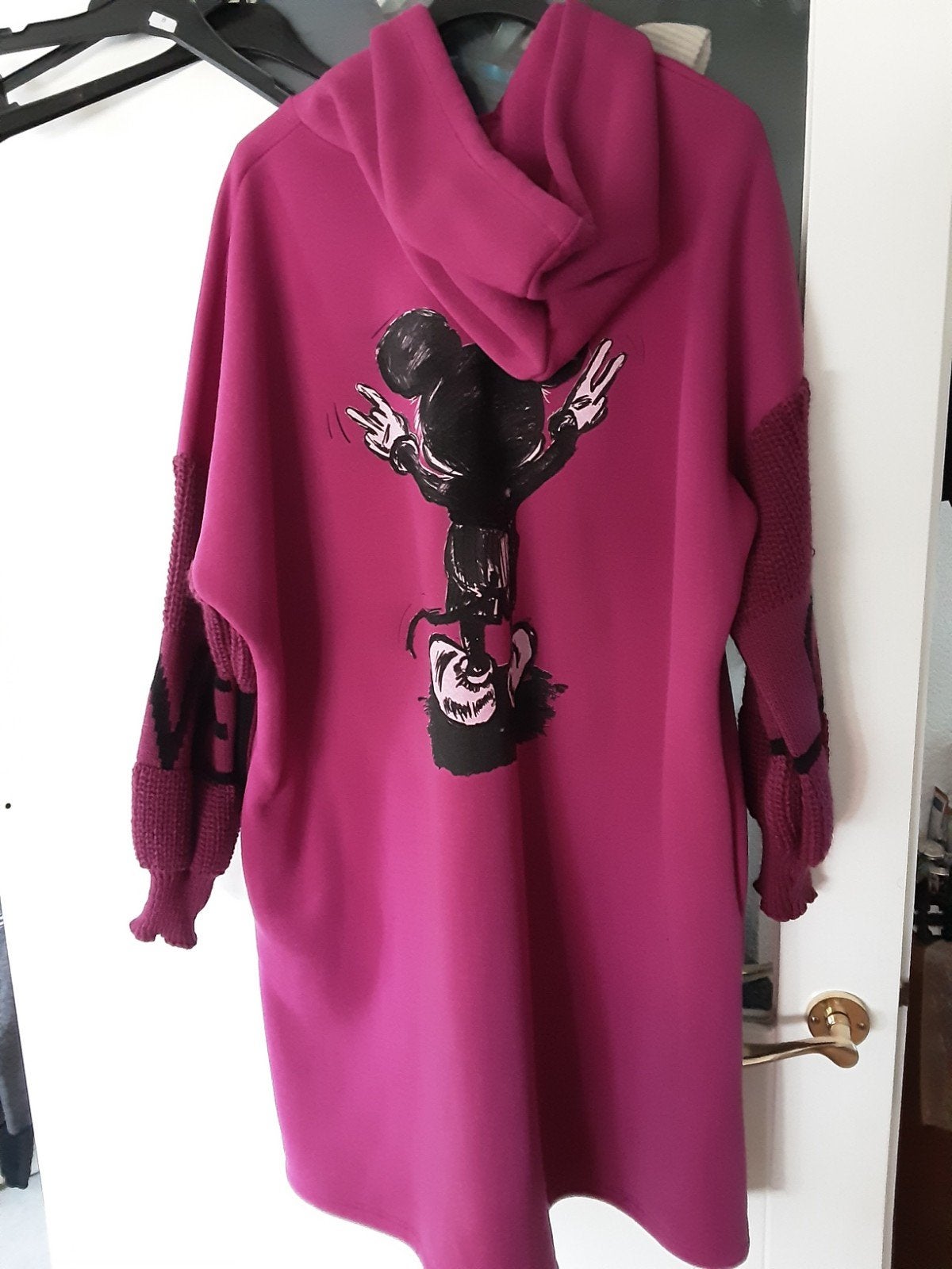 Nieuwe lange hoodie jurk met Mickey Mouse print M/L, Ophalen of Verzenden, Nieuw, Maat 38/40 (M), Paars