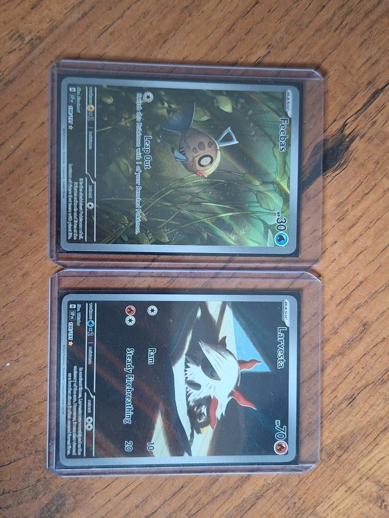 Pokémon kaarten: Feebas en Larvesta (2 stuks), Ophalen of Verzenden, Nieuw, Meerdere kaarten