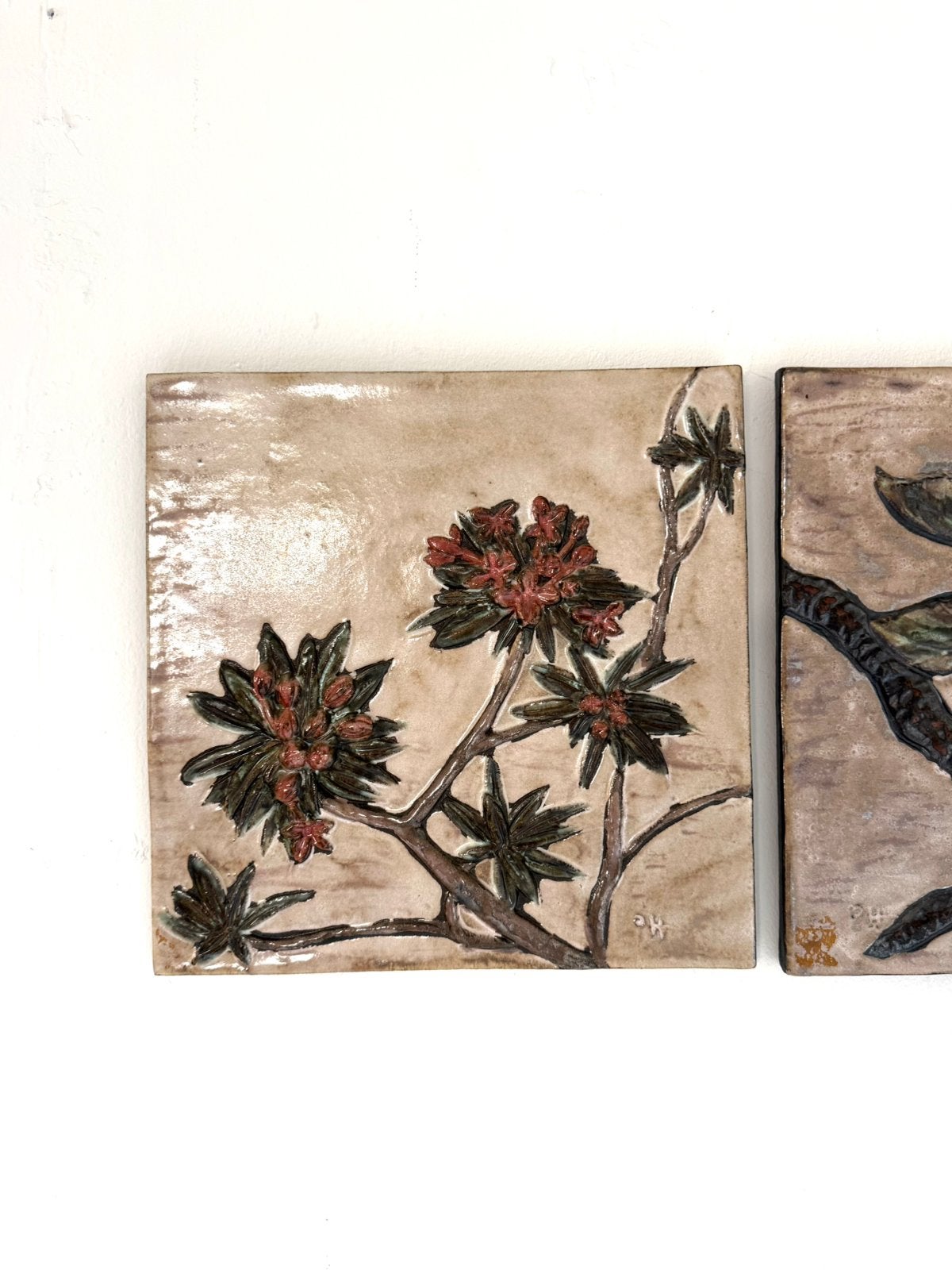 Vintage trio keramieken wandtegels, Ruscha Keramik ‘60, Ruscha Keramik, Steen/keramiek, Ophalen of Verzenden, Zo goed als nieuw