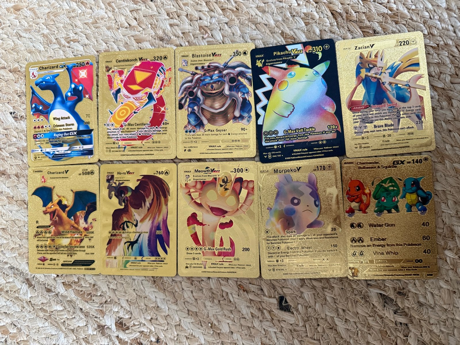 Gouden Pokémon Kaarten Set - Charizard, Pikachu, Zamazenta, Ophalen of Verzenden, Zo goed als nieuw, Meerdere kaarten, Foil