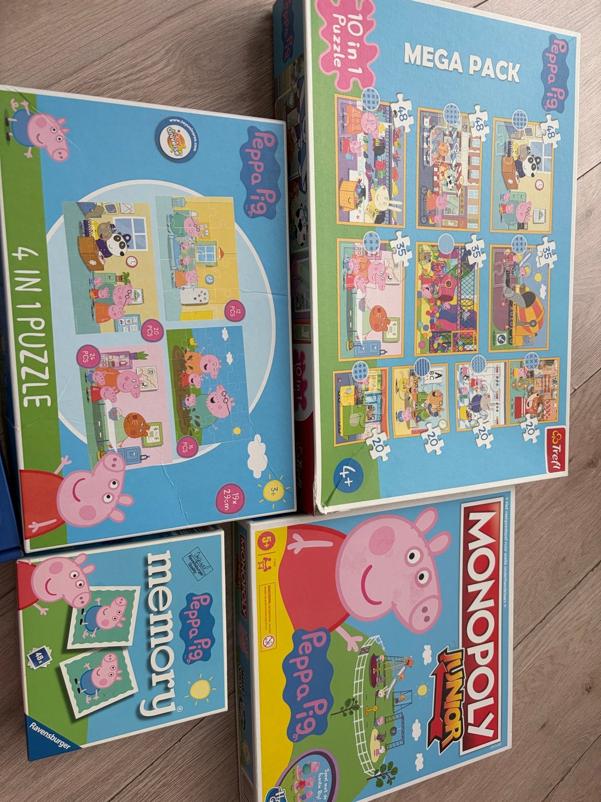 Peppa Pig Puzzels, Memory en Monopoly Junior - Mega Pack, Ophalen, Meer dan 50 stukjes, Gebruikt, 4 tot 6 jaar
