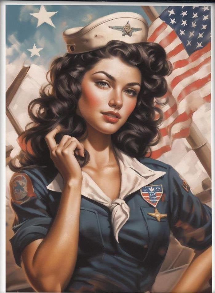 [Poster] Sexy Leger Marine USA WW2 Pin up Girl, Verzenden, Luchtmacht, Amerika, Foto of Poster