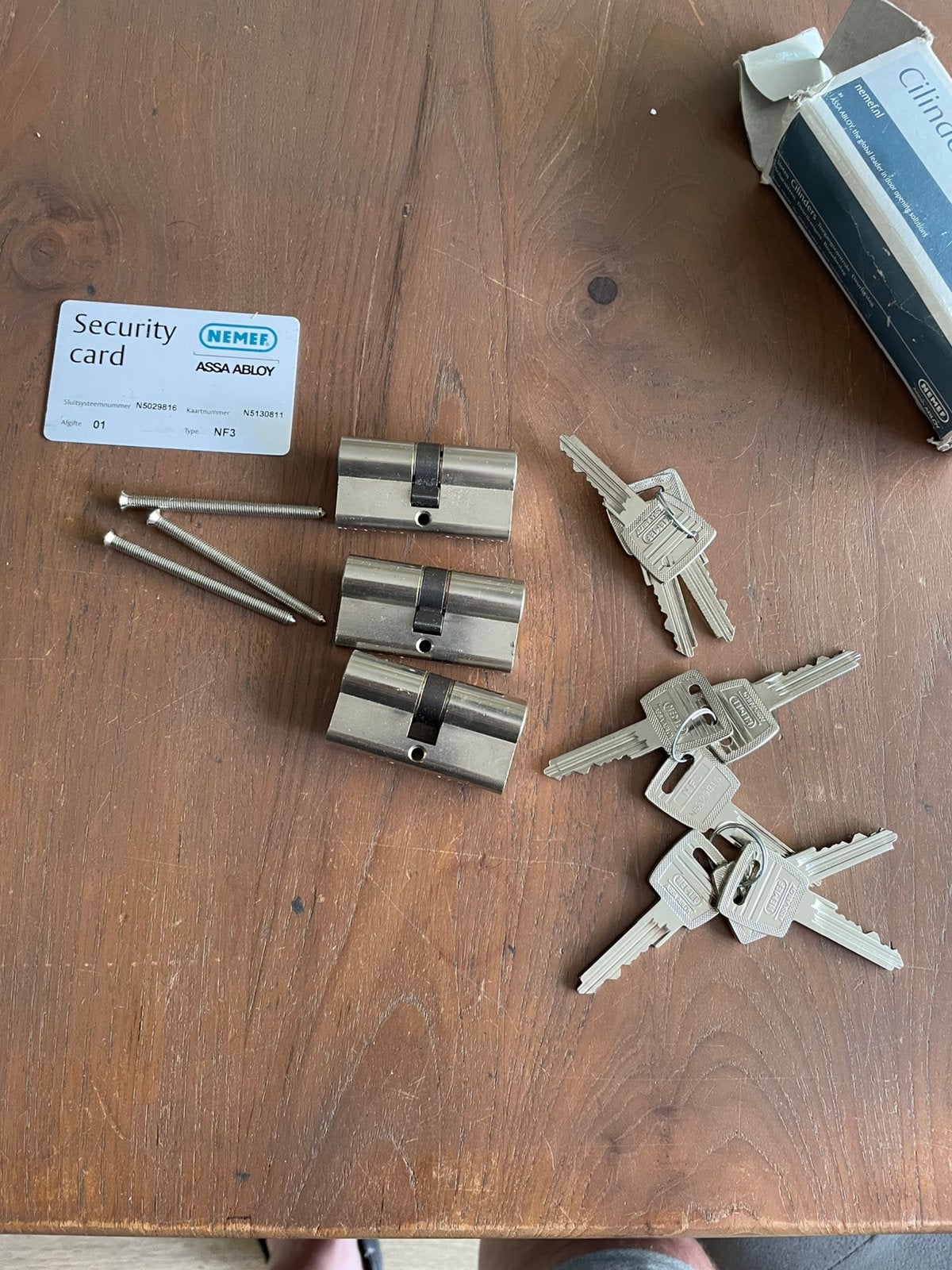 Set van 3 nemef skg3 cilinders gelijksluitent 30t30 6 cm, Ophalen of Verzenden, Zo goed als nieuw, Slot