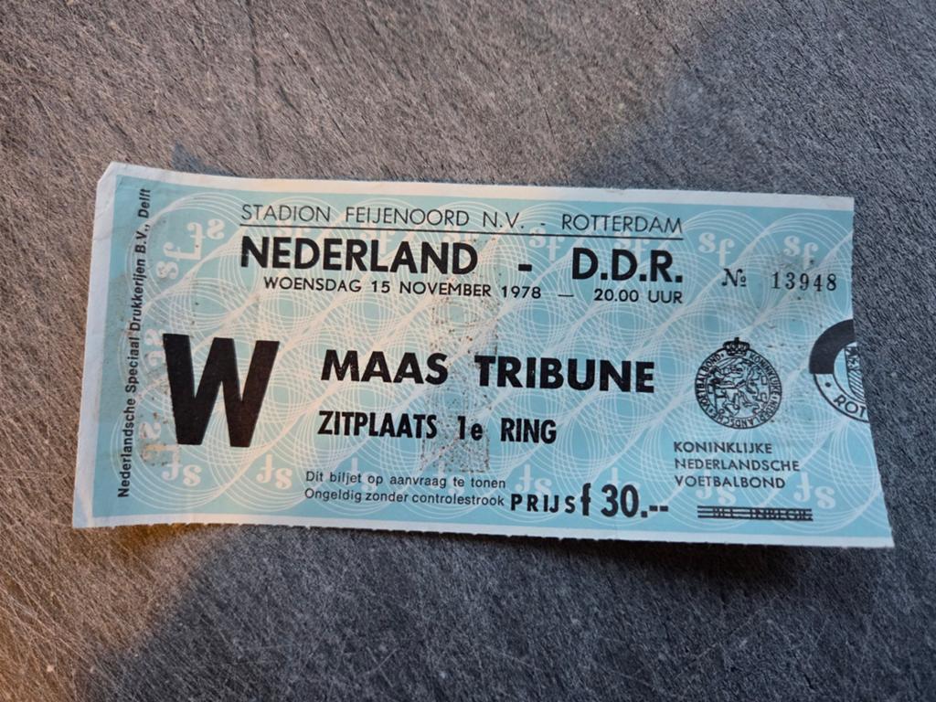 Origineel toegangsbewijs NL - D.D.R. 1978, Ophalen of Verzenden, Gebruikt, Buitenlandse clubs