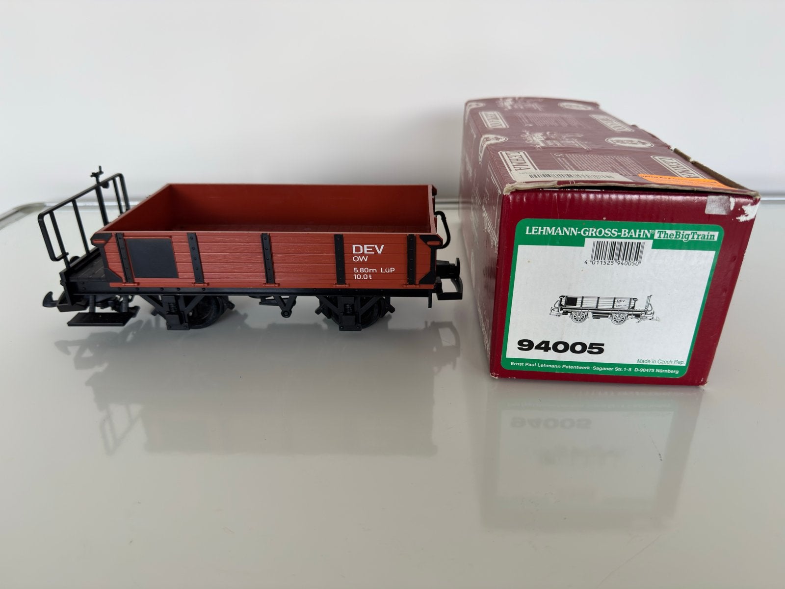 LGB 94005 Bruine Bakwagon met Bordes DEV OW in OVP, spoor G, Gebruikt, Gelijkstroom, Wagon, Ophalen of Verzenden