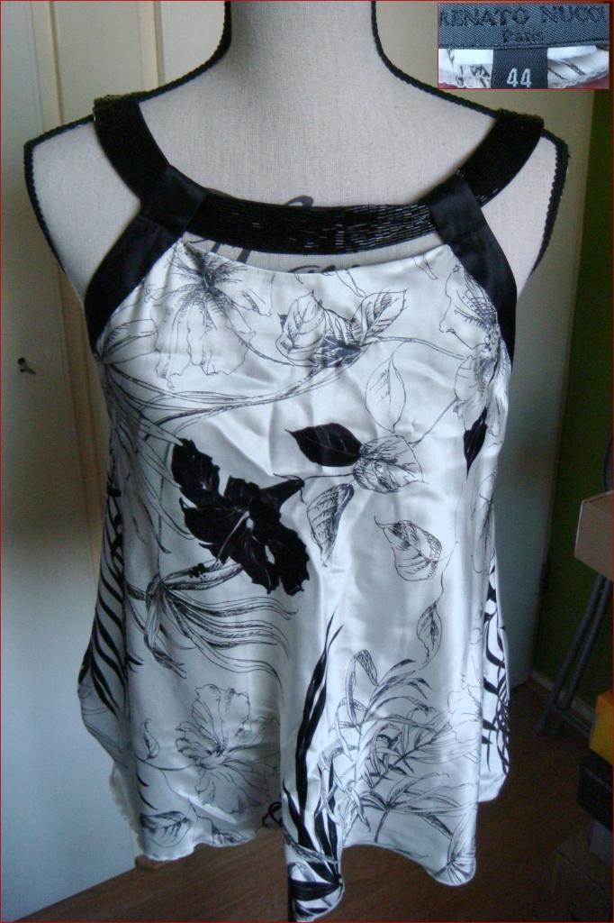 RENATO NUCCI zijden design top/shirt zwart-wit maat 38 nieuw, Maat 38/40 (M), Overige kleuren, Nieuw, Ophalen of Verzenden