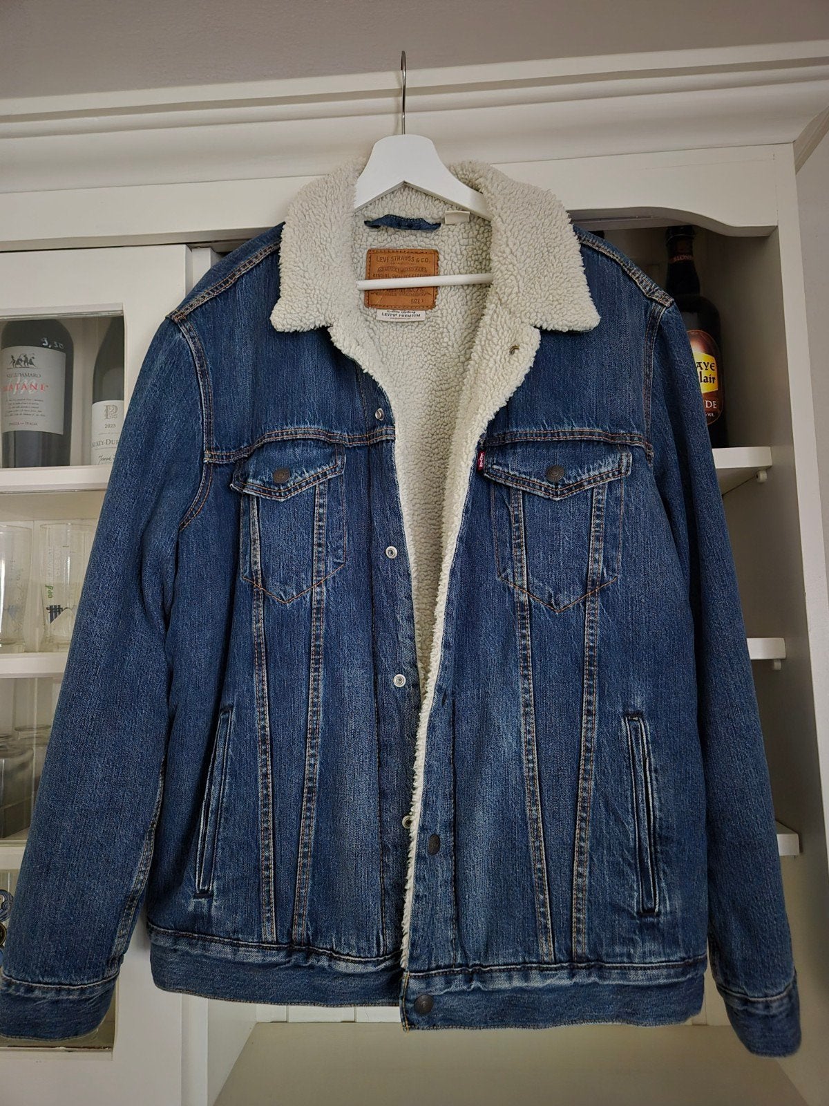 Levi's Sherpa Trucker Jacket - Blauw spijkerjack met voering, Maat 52/54 (L), Levi's, Blauw, Ophalen of Verzenden