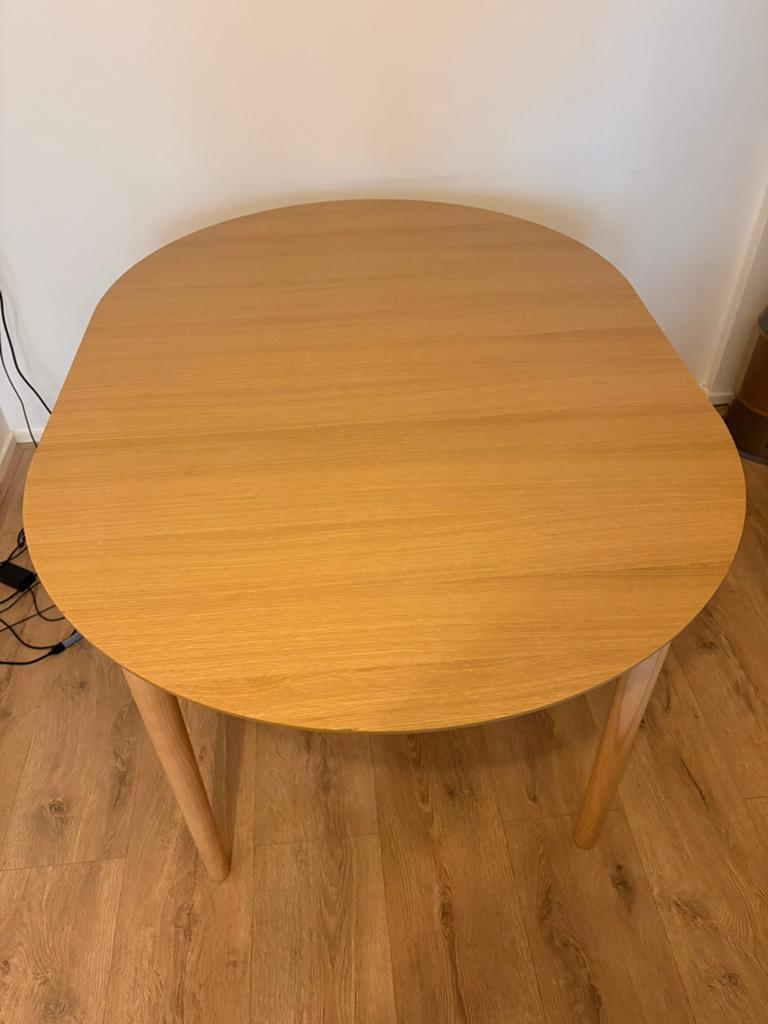 Uitschuifbare eettafel - Ø110/110x200 - Eiken - Jysk, Huis en Inrichting, Tafels | Eettafels, Ophalen, Rechthoekig, 200 cm of meer