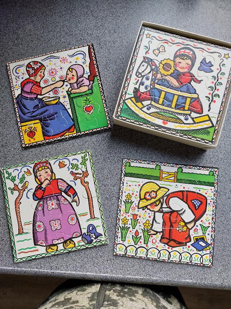 Rie Cramer puzzels, vintage, compleet, Ophalen of Verzenden, Meer dan 50 stukjes, Gebruikt, 6 jaar of ouder