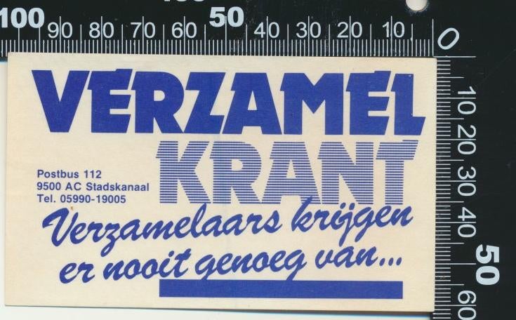 Sticker: Verzamelkrant - Stadskanaal, Ophalen of Verzenden, Zo goed als nieuw, Bedrijf of Vereniging