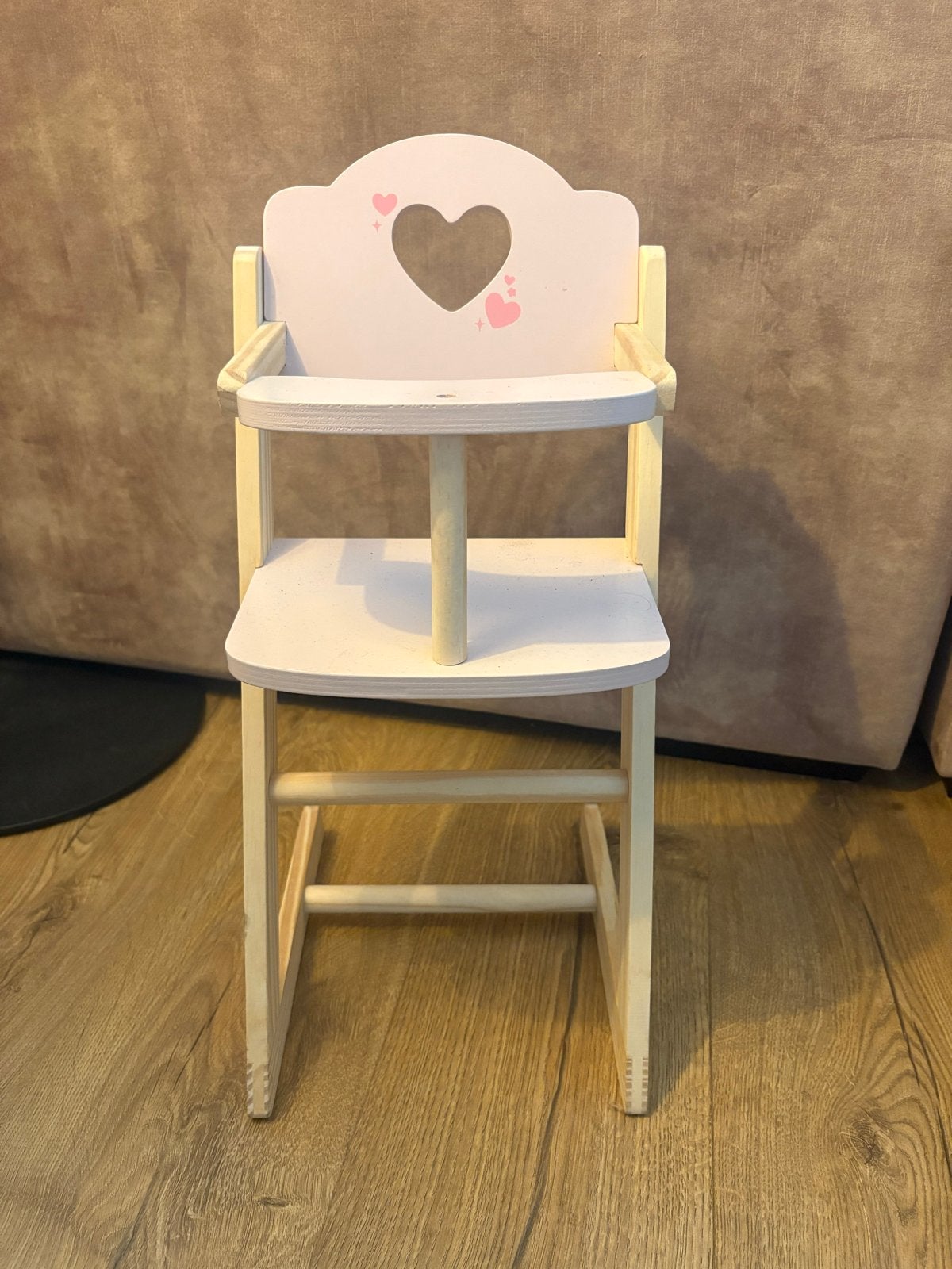 Houten poppenstoel roze met hartje, Ophalen, Gebruikt, Overige typen