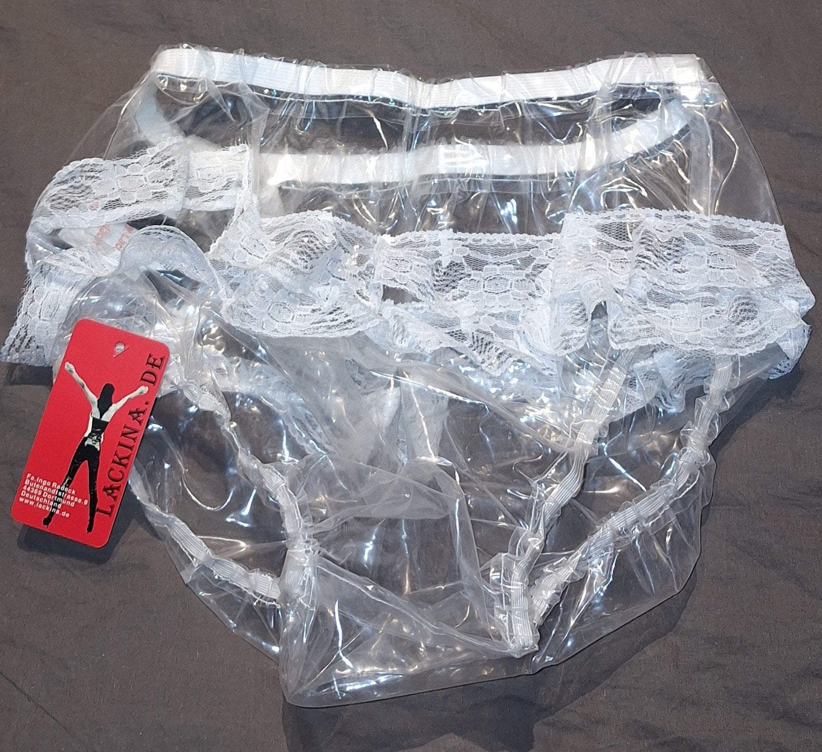 Sexy nieuw transparant plastic broekje XL, Lackina, Verzenden, Overige kleuren, Broekje of Short