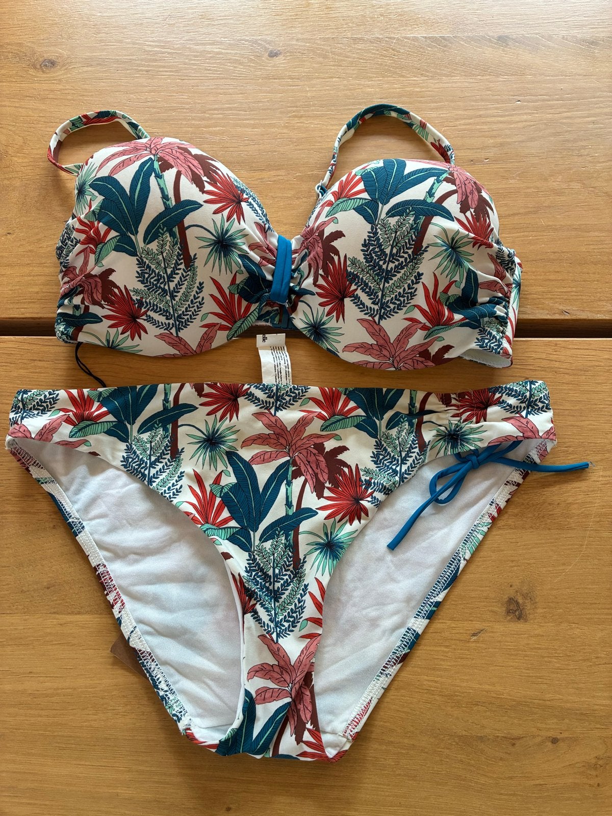 Chantelle 80C bikini strapless wit tropical zgan, Ophalen of Verzenden, Zo goed als nieuw, Wit, Bikini
