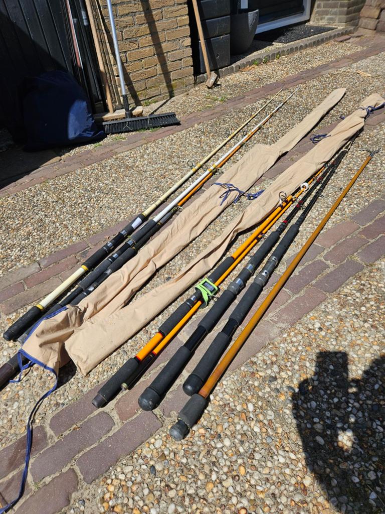 8 Zee hengels boot en strand + gaf, Ophalen, Werphengel