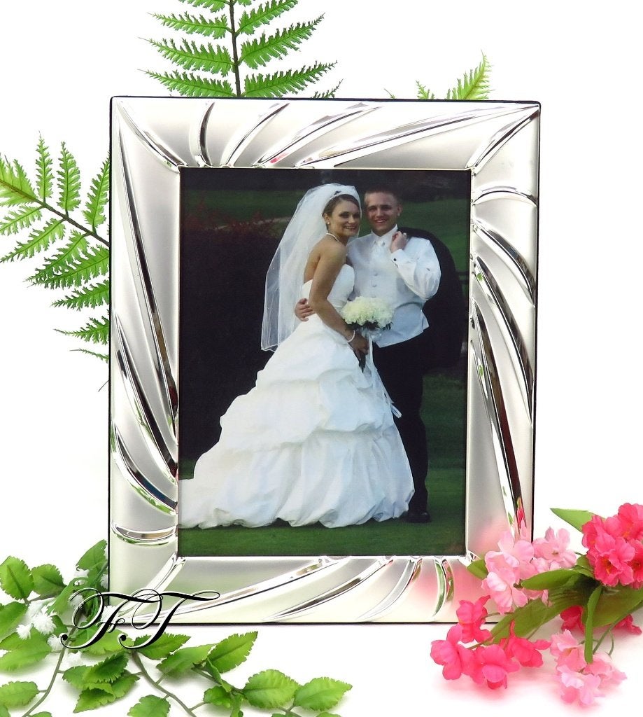 Zilverkleurige fotolijst voor bruiloft of jubileum., Ophalen of Verzenden, Nieuw, Versiering, Geboorte of Huwelijk