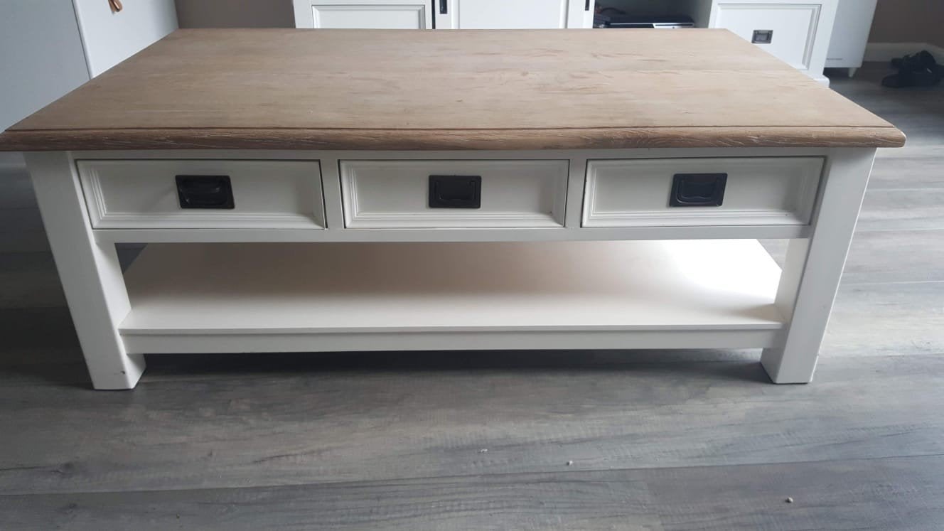 Eiken salontafel, Ophalen, Gebruikt, 100 tot 150 cm, 50 tot 100 cm