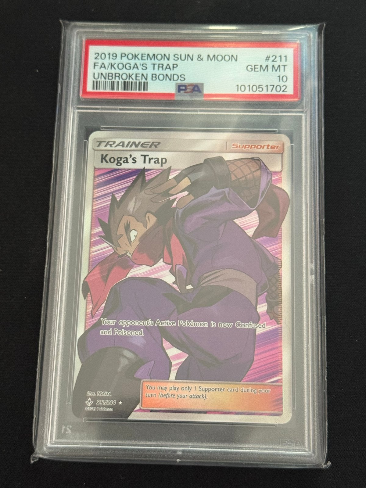 Koga's Trap PSA 10 GEM MT - Pokémon Sun & Moon Unbroken Bond, Ophalen of Verzenden, Nieuw, Losse kaart