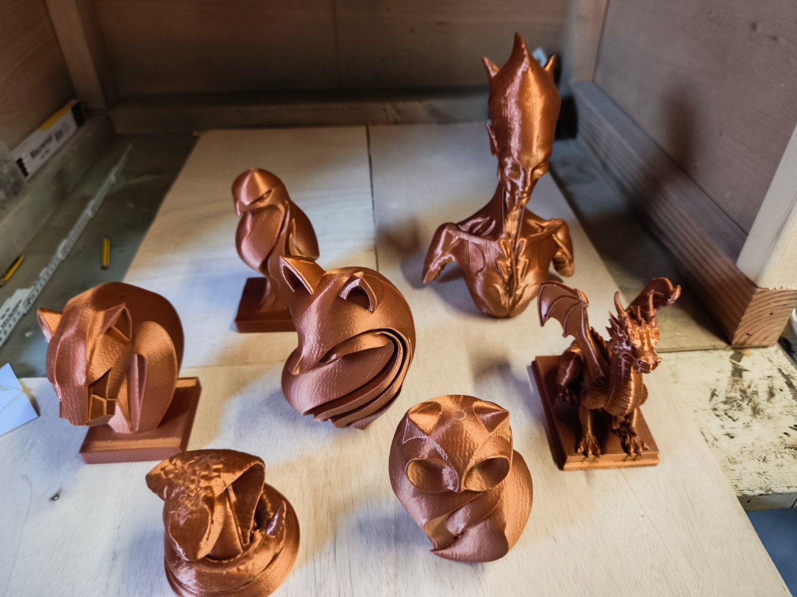 Bronskleurig 3D geprinte dier statues., Ophalen, Nieuw, Fantasy