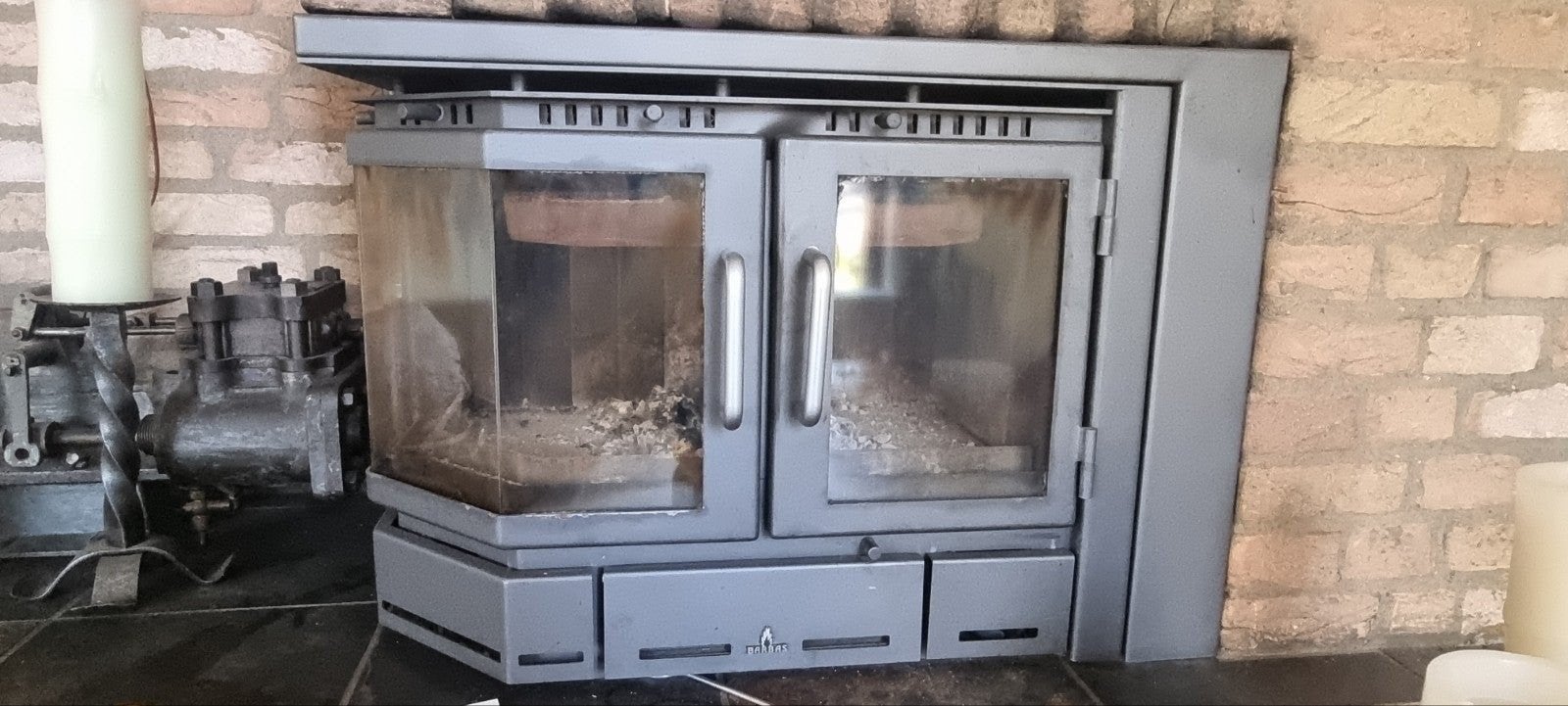 Barbas openhaard met ventilator en linker hoekopstelling, Ophalen, Gebruikt, Inbouwhaard, Houthaard