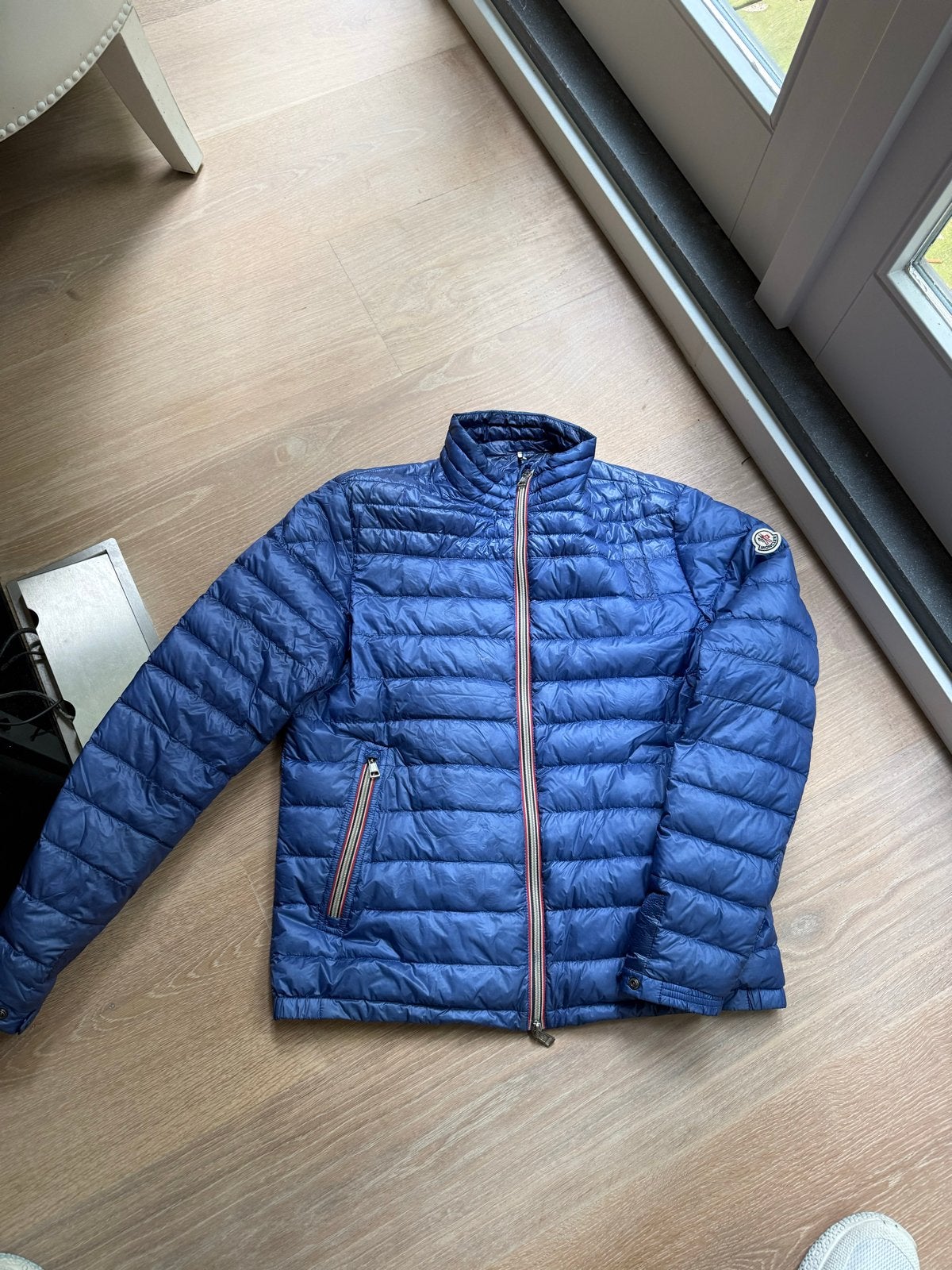 Moncler Heren Donsjack - Blauw - Maat L, Ophalen of Verzenden, Gedragen, Maat 52/54 (L), Blauw