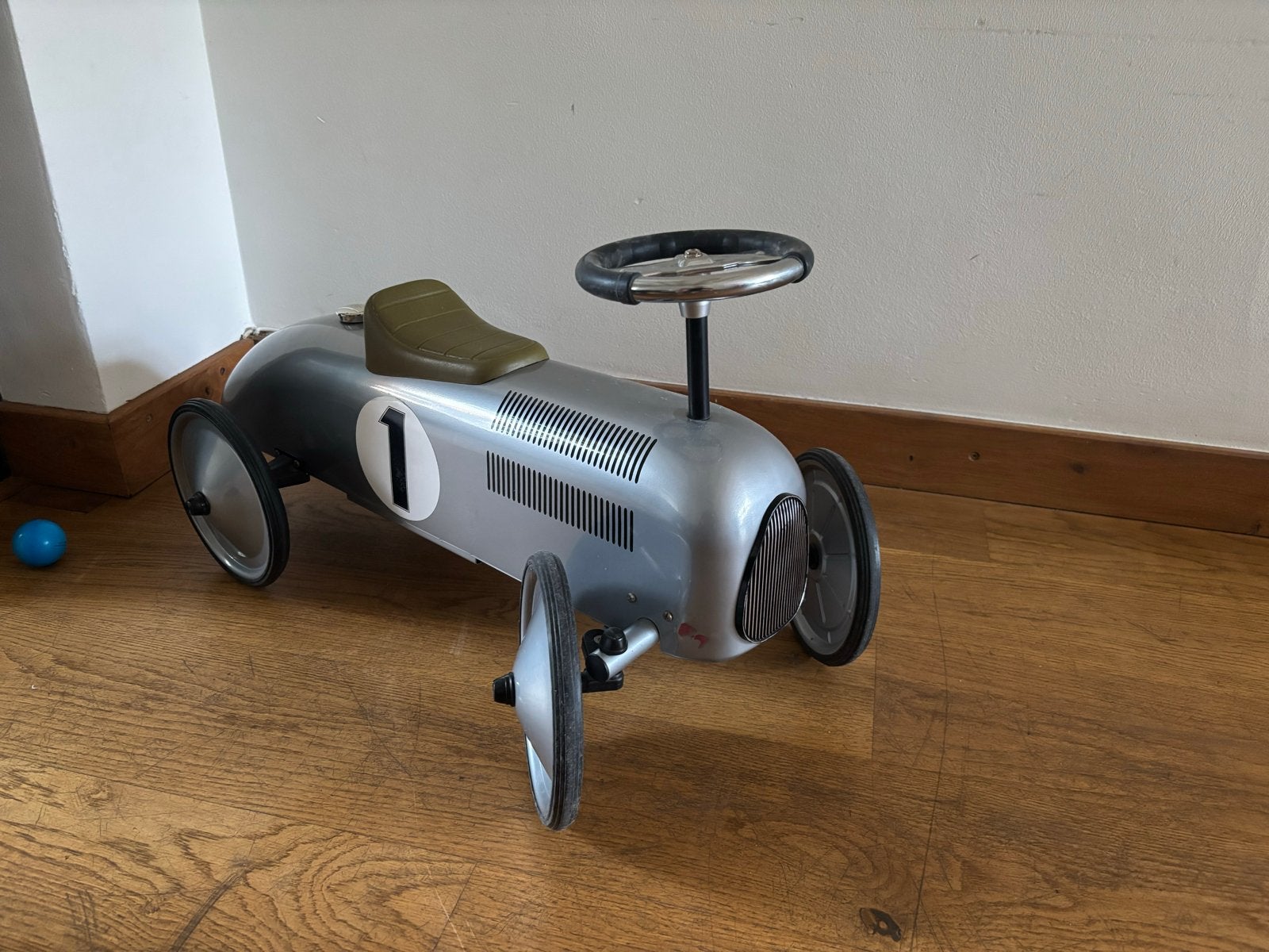 Vintage loopauto racewagen nr. 1 - Zilver, Ophalen, Gebruikt