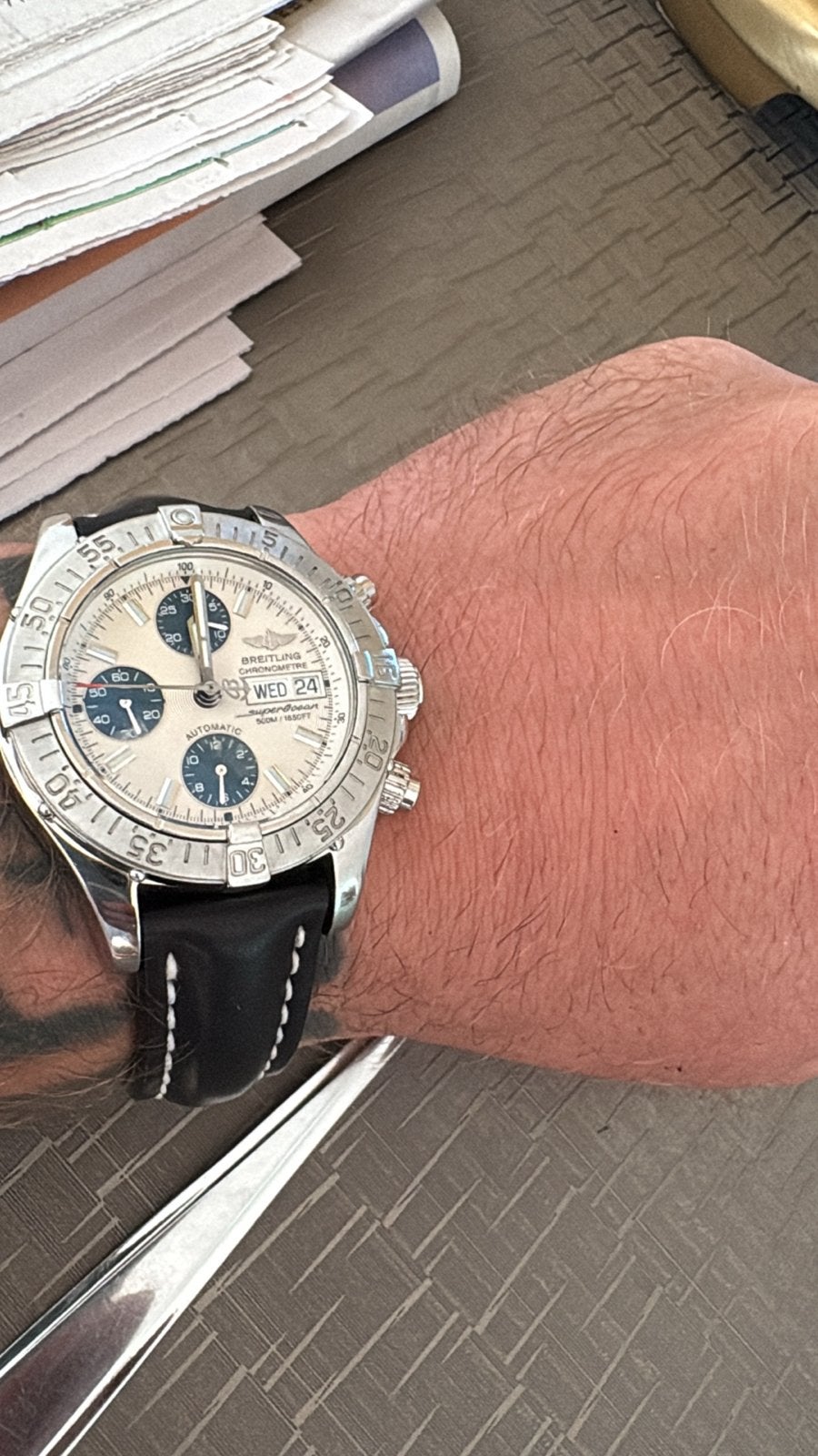 Twee prachtige Breitling horloges met papieren, Staal, Breitling, Polshorloge, Ophalen of Verzenden