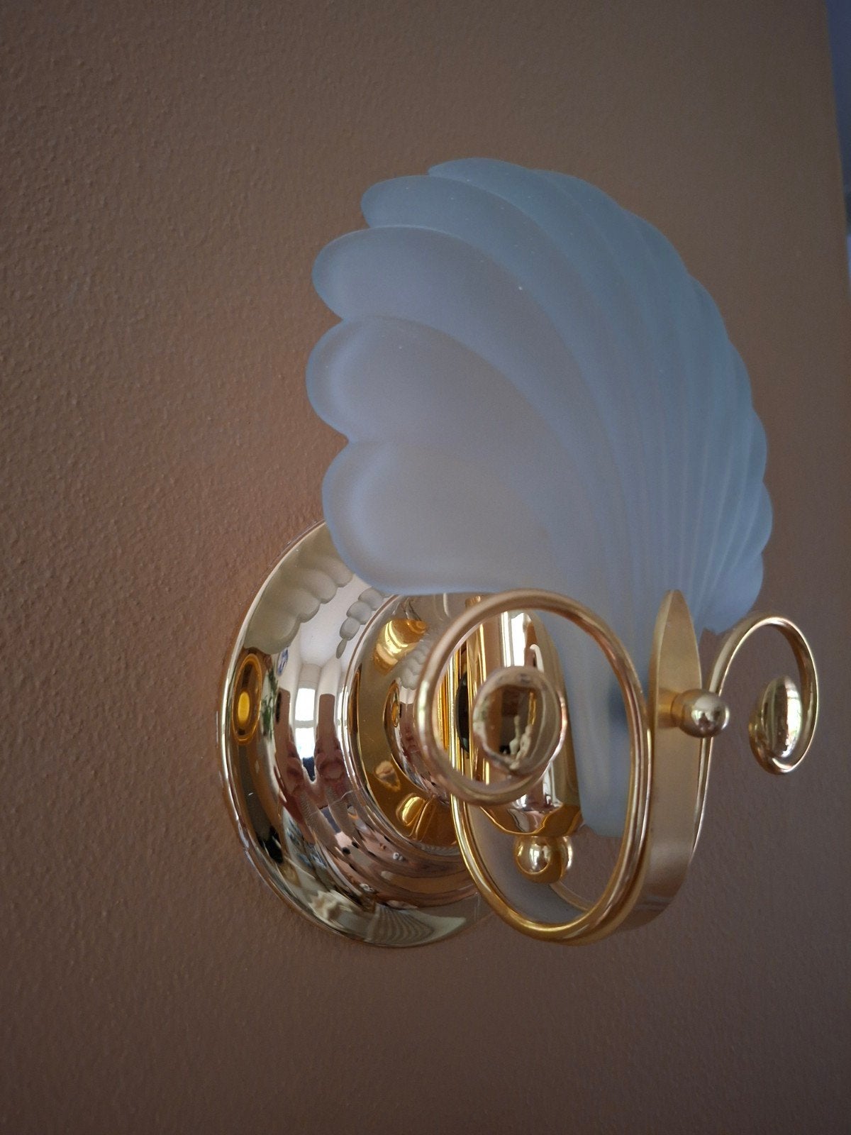 Deknudt messing, glas wandlamp, Ophalen of Verzenden, Gebruikt, Overige merken