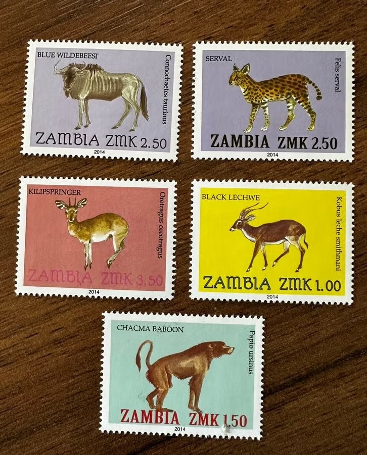 Zambia 2014 Dieren postfris - Complete set van 5 postzegels, Ophalen of Verzenden, Zambia, Postfris