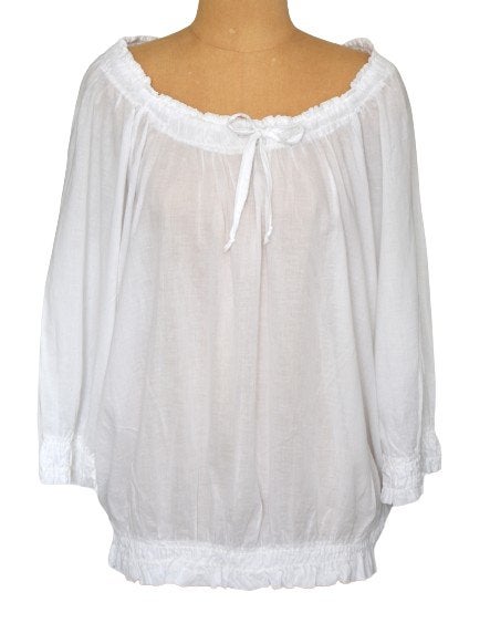 Ekta doorschijnende blouse-top, topje, wit, Mt. XL, Verzenden, Wit, Maat 46/48 (XL) of groter, Zo goed als nieuw