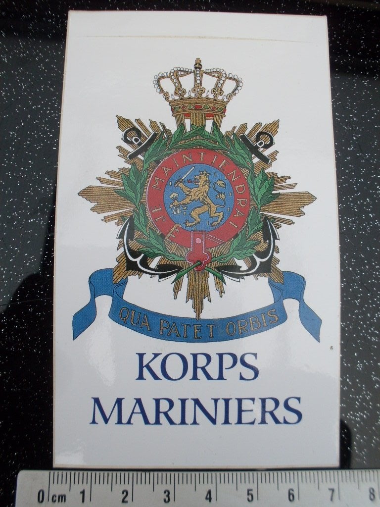 sticker korps mariniers logo embleem wapen qua patet orbis, Verzenden, Zo goed als nieuw, Bedrijf of Vereniging
